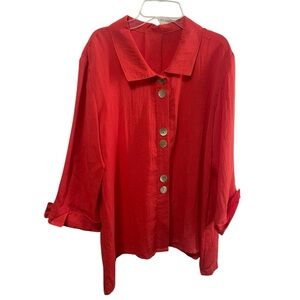 Fridaze Linen Redefined Linen Jacket Top women’s size L red